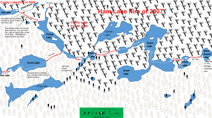 Green Lake Map in the BWCA