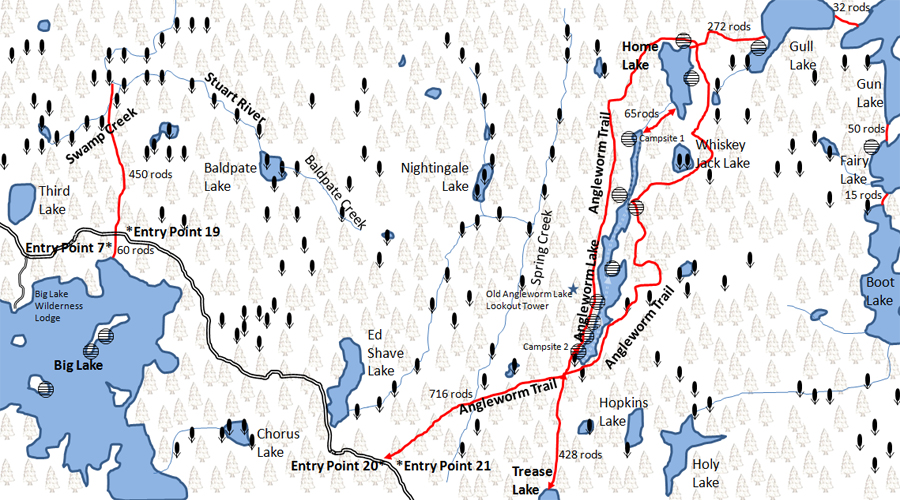 Entry Point 20 - Angleworm Lake Map BWCA