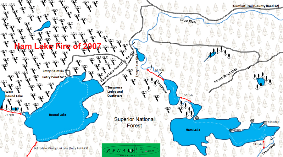 Entry Point 52 - Brant Lake Map BWCA